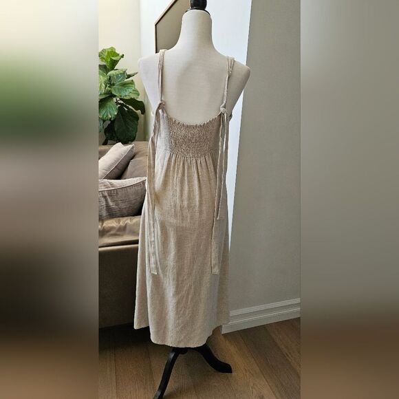 Workhall Cream Tan Sleeveless Midi Sundress - Picture 2 of 4